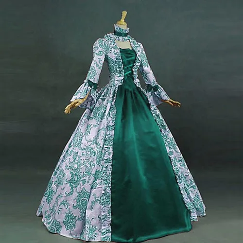Vista 2 de Ceboyel Disfraces medievales de Halloween para mujer, vestido rococó victoriano de los años 1800, vestido de regencia, vestido de baile, ropa