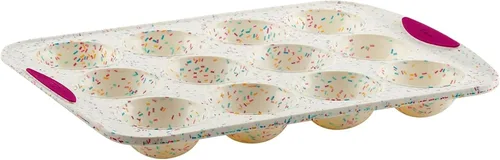 Vista 11 de Trudeau Molde de Donas Jumbo – Molde Antiadherente de 6 Cavidades, Confeti Blanco/Fucsia – Molde de Silicona para Hornear Donas Caseras, Magdalenas