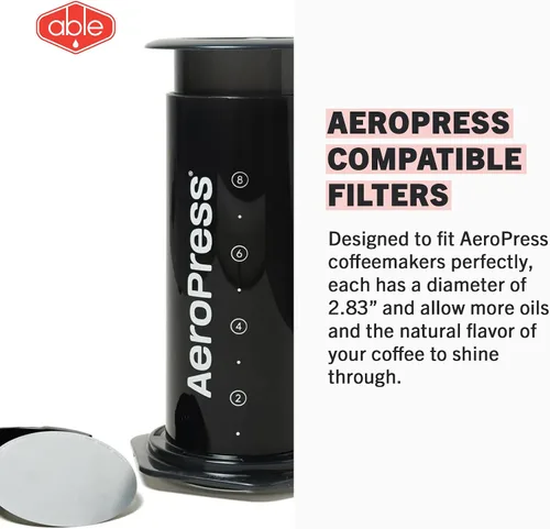 Vista 6 de Able - DISK - Filtros de café reutilizables XL, compatibles con filtros de café AeroPress XL, ideal para el hogar y cafeterías, 152 micras