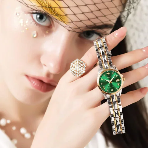 Vista 9 de OLEVS Relojes automáticos para mujer, de lujo, con diamantes de imitación, con cristales de zafiro, elegante, de acero de tungsteno, impermeable