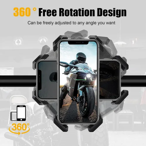 Vista 7 de Soporte de teléfono para motocicleta, soporte universal para manillar de motocicleta, abrazadera de teléfono celular para iPhone/Galaxy de 4.72 a