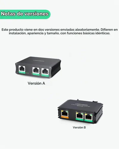 Vista 5 de LINOVISION Interruptor de paso PoE Gigabit de 2 puertos y extensor PoE