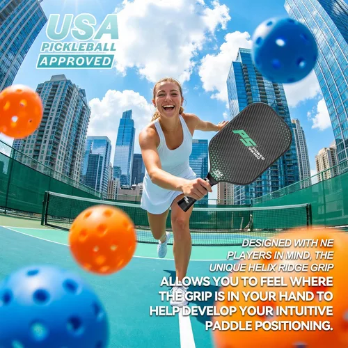 Vista 6 de Pickleball Paddles Set of 2 - USAPA Approved Fiberglass Pickleball Paddles Set with 2 with SRT Pro Polymer Honeycomb Core, 4 High-Performance