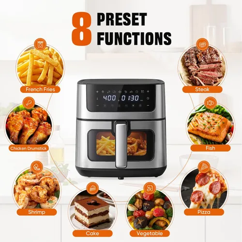 Vista 12 de Air Fryer 6.34 QT, Airfryer with Viewing Window and 8 Presets