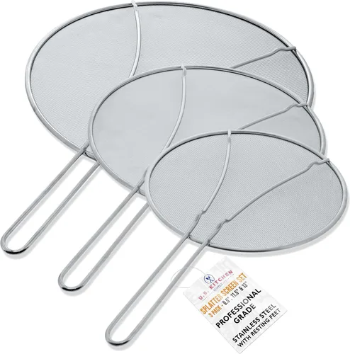 Vista 8 de U.S. Kitchen Supply - Protector contra salpicaduras de acero inoxidable de 13" de malla fina, para grasa y aceite, pantalla antisalpicaduras