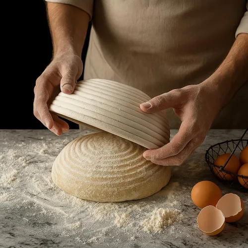 Vista 4 de Saint Germain Bakery Cesta Banneton Premium Redonda para Pan con Forro - Cesta de Fermentación Brotform Perfecta para Hacer Pan Hermoso (8 pulgadas)
