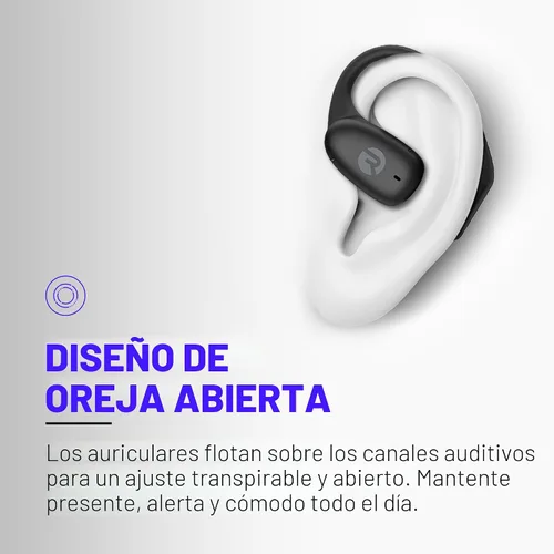 Vista 3 de Raycon Essential Open Earbuds – Auriculares inalámbricos True Wireless de oído abierto con Bluetooth 6.0, ultraligeros, diseño de gancho cómodo