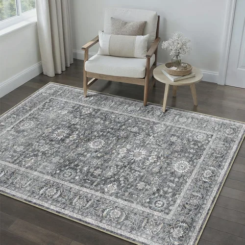Vista 14 de PureCozy Alfombra de área beige de 2 x 3 pulgadas, lavable, vintage, pequeña, para entrada, cocina, suave, retro, floral, de pelo bajo, tapete