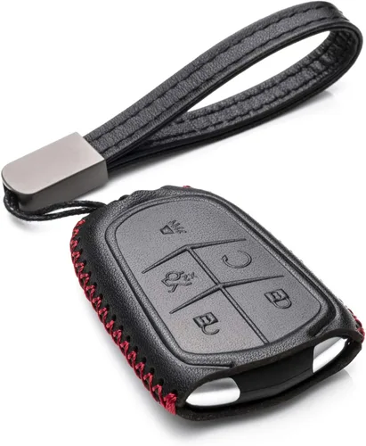 Vista 9 de Vitodeco Funda de piel auténtica para llavero inteligente, compatible con Cadillac XT4, XT5, XT6 (2019-2025), 5 botones, color negro
