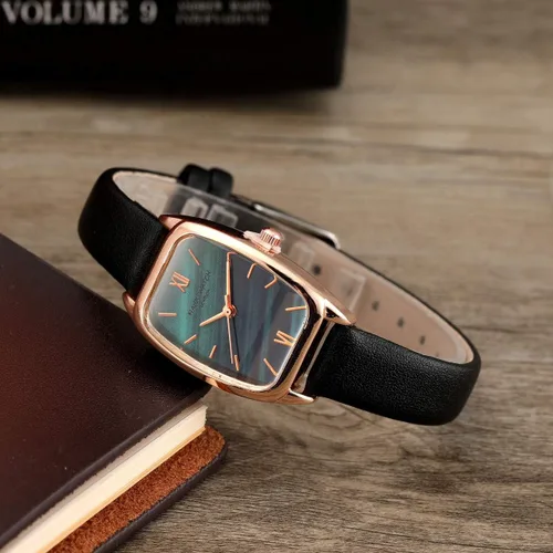 Vista 3 de Top Plaza Reloj de pulsera de cuero para mujer rectangular elegante simple analógico de cuarzo para mujer