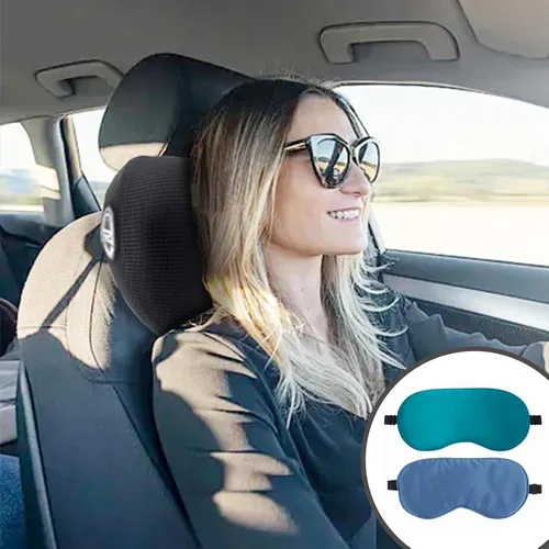 Vista 8 de SPRFUFLY Paquete de 2 almohadas para reposacabezas de coche, almohada de nube para coche con correa ajustable - 100% espuma viscoelástica y funda