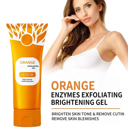 Vista 7 de Gel exfoliante naranja, gel exfoliante de enzima naranja para cara y cuerpo, poros de limpieza profunda, elimina puntos negros, exfoliante