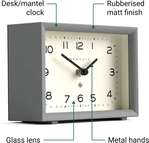 Vista 6 de NEWGATE Henry - Reloj de escritorio, diseño rectangular contemporáneo, gris elegante, fácil de leer, estilo moderno para escritorio, mesa, estante