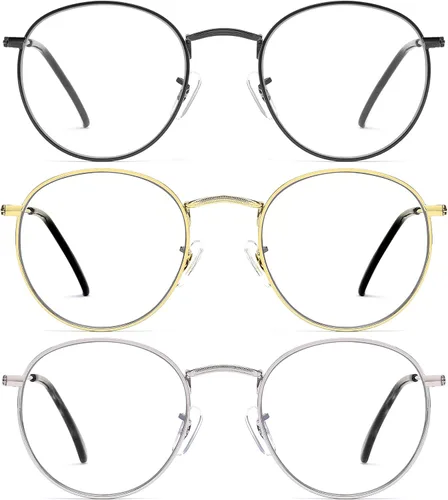 Vista 10 de Blue Light Blocking Glasses for Women Men Metal Round Frame
