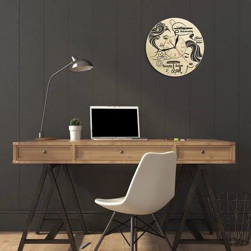Vista 3 de Reloj de madera Slient de 12 pulgadas con diseño retro, funciona con pilas, para sala de estar, dormitorio y oficina