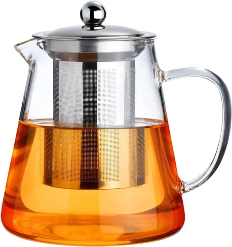 Vista 15 de PARACITY Estufa de vidrio de 32 onzas, tetera transparente de borosilicato con infusor extraíble de acero inoxidable 18/8, tetera de hojas sueltas