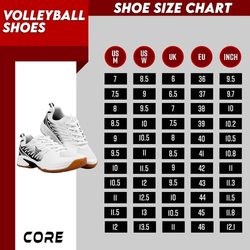 Vista 2 de Core Zapatos de voleibol - Zapatos de voleibol ligeros para hombres y mujeres - Zapatos de cancha de interior adecuados para bádminton, pickleball