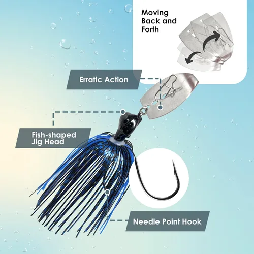 Vista 3 de Reaction Tackle Cabezales de plantilla de hoja rompedora de tungsteno para pesca, paquete de 2 plantillas de pesca para lubinas grandes y pequeñas