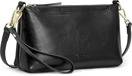 Vista 10 de Kattee Bolso cruzado de cuero genuino para mujer, bolso pequeño Beige