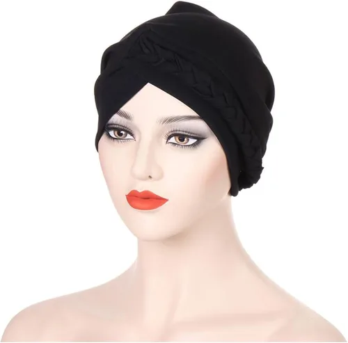 Vista 8 de Lucky staryuan Gorros para el cáncer de quimioterapia para mujer, suave y preatado, trenzado trenzado, turbante