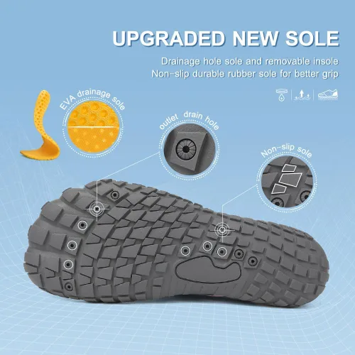 Vista 4 de Zapatos de agua para mujeres y hombres, zapatos de playa, zapatos de natación, zapatos de piscina, zapatos de río, zapatos descalzos de secado