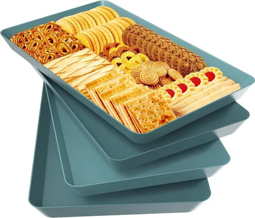 Vista 27 de WOWBOX 4 bandejas de servir para entretenimiento, platos para servir aperitivos, frutas, galletas, postres, bandejas de plástico reutilizables