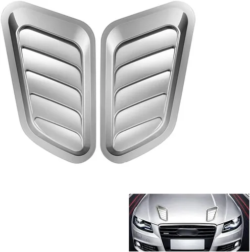 Vista 7 de Cubierta decorativa de entrada de flujo de aire para automóvil, kit de cuerpo universal para capó, paquete de 2 accesorios de ventilación para Negro