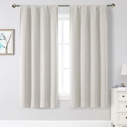 Vista 65 de Cortinas opacas para dormitorio, sala de estar, juego de 2 paneles de 54 pulgadas de largo, cortinas de oscurecimiento de habitación con aislamiento