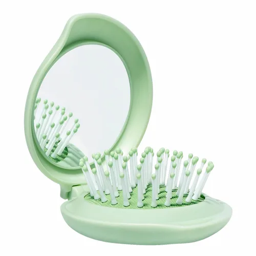 Vista 15 de Juego de cepillo de pelo y espejo de viaje para mujeres, cepillo plegable con espejo compacto para bolso o mochila, lindo regalo azul bebé