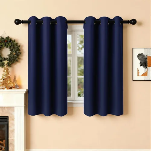Vista 70 de Cortinas de oscurecimiento de habitación de 45 pulgadas de largo para dormitorio y sala de estar, cortinas térmicas aislantes con ojales