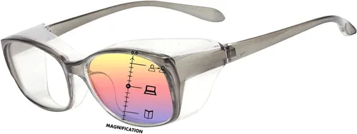 Vista 8 de Dollger Gafas de seguridad con lectores 1.5 2.0 1.0 progresivas multifoco anti niebla y bloqueo de luz azul gafas de lectura