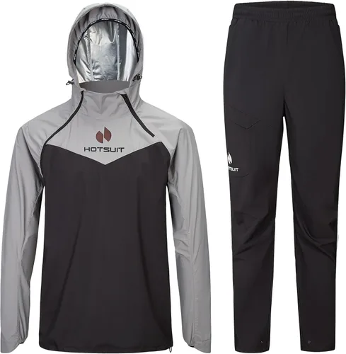 Vista 8 de HOTSUIT Chaqueta de sudor de traje de sauna para hombre de alta tecnología para fitness, logotipo sensible a la temperatura, lavable a máquina