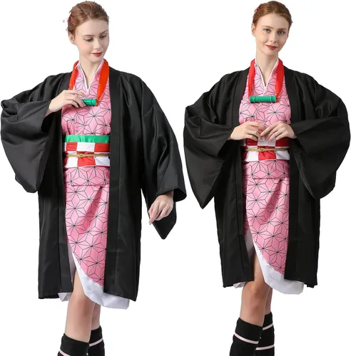 Vista 4 de Xing Xuan Disfraz de Kamado de anime para mujer, disfraz de Halloween, conjunto completo de kimono