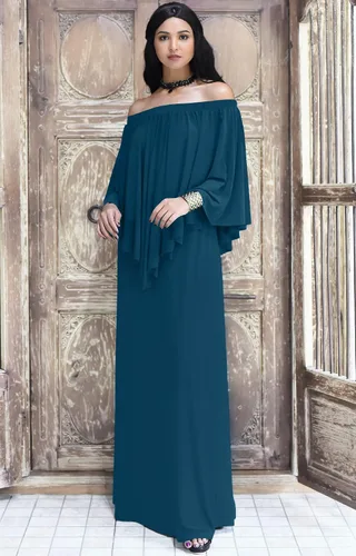 Vista 4 de KOH KOH Vestido largo de cóctel sin tirantes y sin hombros para mujer