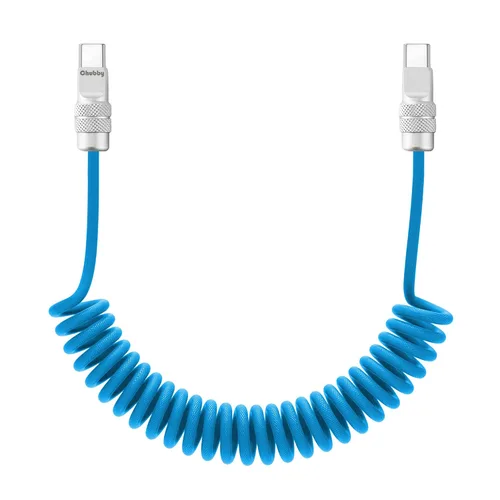 Vista 8 de chubbycable Curly Chubby - Cable de carga rápida USB C en espiral de 240 W, cable de carga retráctil trenzado duradero para automóvil compatible