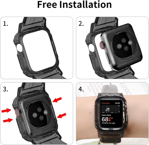 Vista 8 de Compatible con Apple Watch Band de 1.772 pulgadas, 1.732 pulgadas, 1.654 pulgadas, con funda antigolpes, correas deportivas para hombres y mujeres