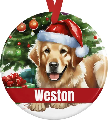 Vista 21 de Personalized Fawn Pug Ceramic Christmas Ornament, 3-Inch