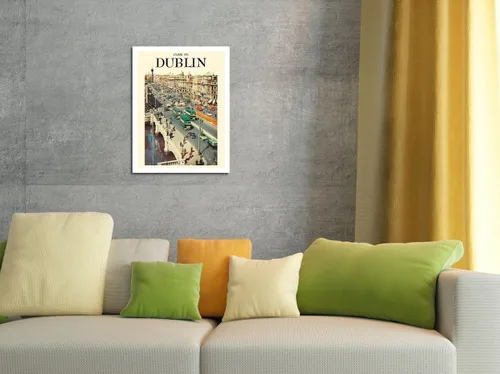 Vista 4 de Pacifica Island Art Cartel de viaje vintage con texto en inglés «Come To Dublin Ireland – O'Connell Street – Vintage Travel Poster c.1950s – 8 x 12