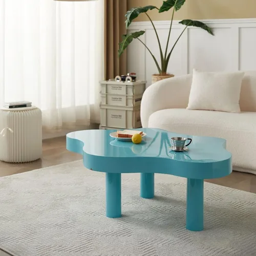 Vista 2 de HM&DX Mesa de centro de nube irregular con 3 patas, mesa central moderna de mediados de siglo para dormitorio, sala de estar, bonita mesa auxiliar