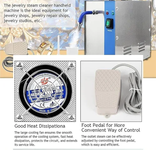 Vista 6 de Professional 2L/4L Jewelry Steam Cleaner: Multi-Purpose Ultrasonic Washer for Gems, Gold, Silver, Watches & More(Size:2L)