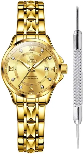 Vista 8 de OLEVS Classic Watches for Women Analog Quartz Watch Stainless Steel Rugged Waterproof Watches Unique Calendar Date Business Wrist Watch