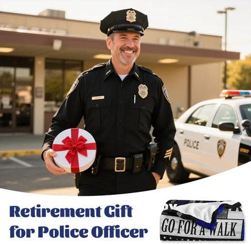 Vista 2 de QOJUYO Regalos de jubilación de policía, regalos de jubilación para hombres, manta de 60 x 50 pulgadas, regalos de oficial de policía jubilado