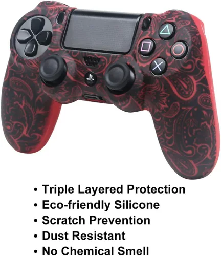 Vista 4 de Fundas de silicona para controlador compatibles con el controlador de PS4, paquete de 2 fundas protectoras antideslizantes para controladores, con 4