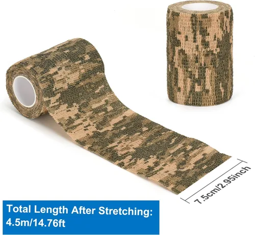 Vista 2 de 6 unidades de cinta de camuflaje autoadhesiva de camuflaje vendaje cohesivo de 3 pulgadas x 5 yardas, envoltura deportiva autoadhesiva de camuflaje