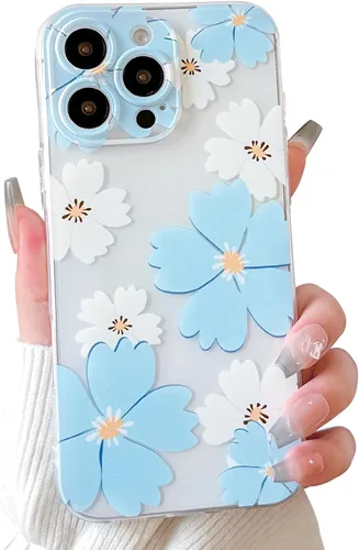 Vista 21 de Lovmooful Funda para iPhone 16 Pro, diseño floral transparente, flor negra