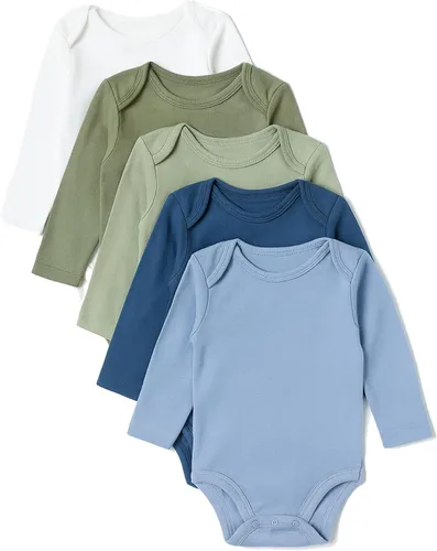 Vista 7 de HonestBaby Baby-girls - Paquete de 5 mamelucos de manga larga de una pieza 100% algodón orgánico para bebés y niñas Negro