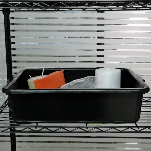 Vista 6 de Paquete de 4 grandes tinas comerciales de plástico, caja de autobús utilitario rectangular de 22 L