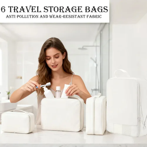 Vista 9 de Compression Packing Cube, 6 Pieces Expandable Traveling Storage Set, Travel Bags Organizer for Luggage for Men Women Boys Girls Youth Teens Wife
