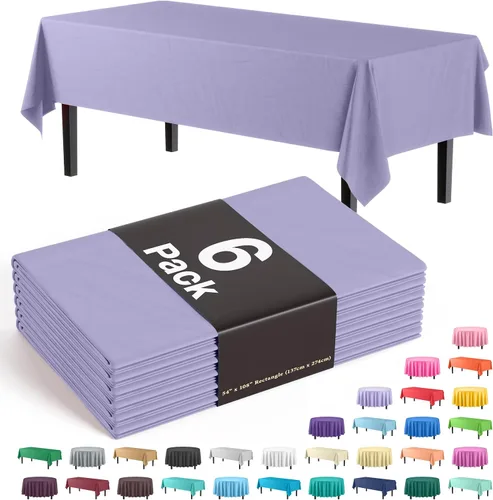 Vista 16 de Party Solids Paquete de 6 manteles de plástico prémium de 54 pulgadas x 108 pulgadas. Cubierta de mesa rectangular de plástico - Aqua