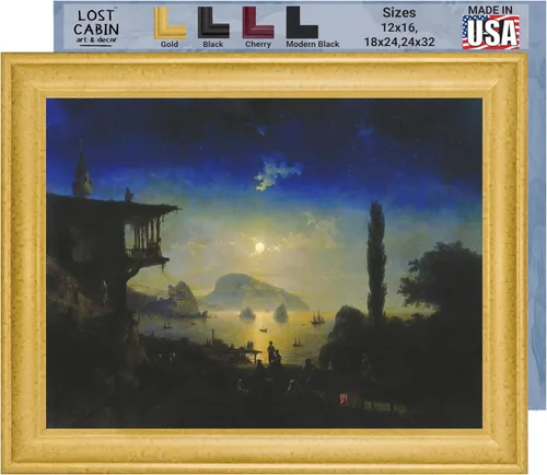 Vista 22 de Lost Cabin Dusk on the Golden Horn de Ivan Aivazovsky Impresión en marco plano negro Reproducción de pinturas de obras de arte finas Regalo